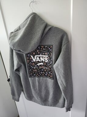 Vans Gray Hoodie with Floral Box Logo
